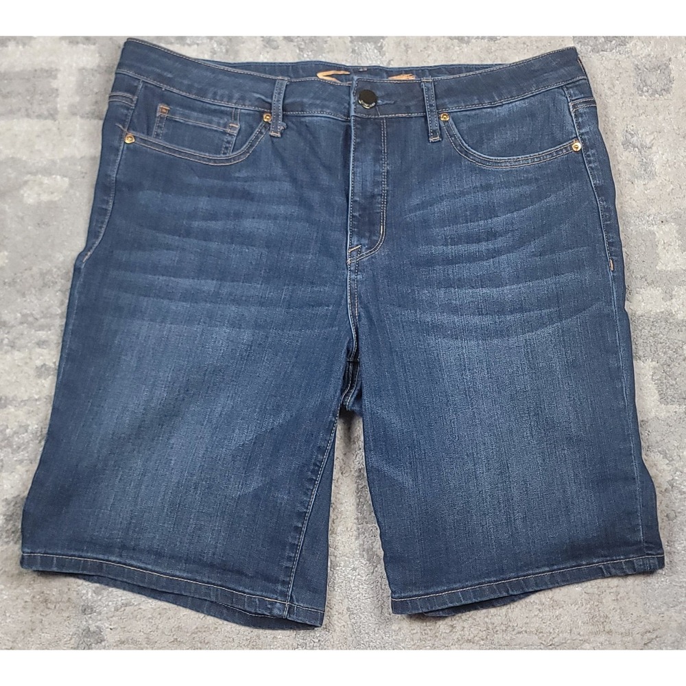 Seven7 Bermuda Women's Stretch High-Rise Blue Denim Jean Shorts Sz 16 38x10.5"‎